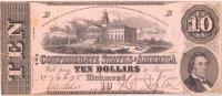 p52d from Confederate States of America: 10 Dollars from 1862